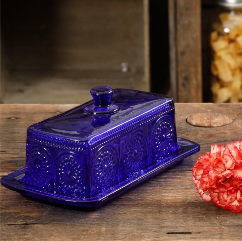 Pioneer Women Cobalt Blue Butter Dish Brand New